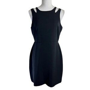 Aqua Black Dress Size Medium Shoulder Cutouts Sleeveless Short Career Business